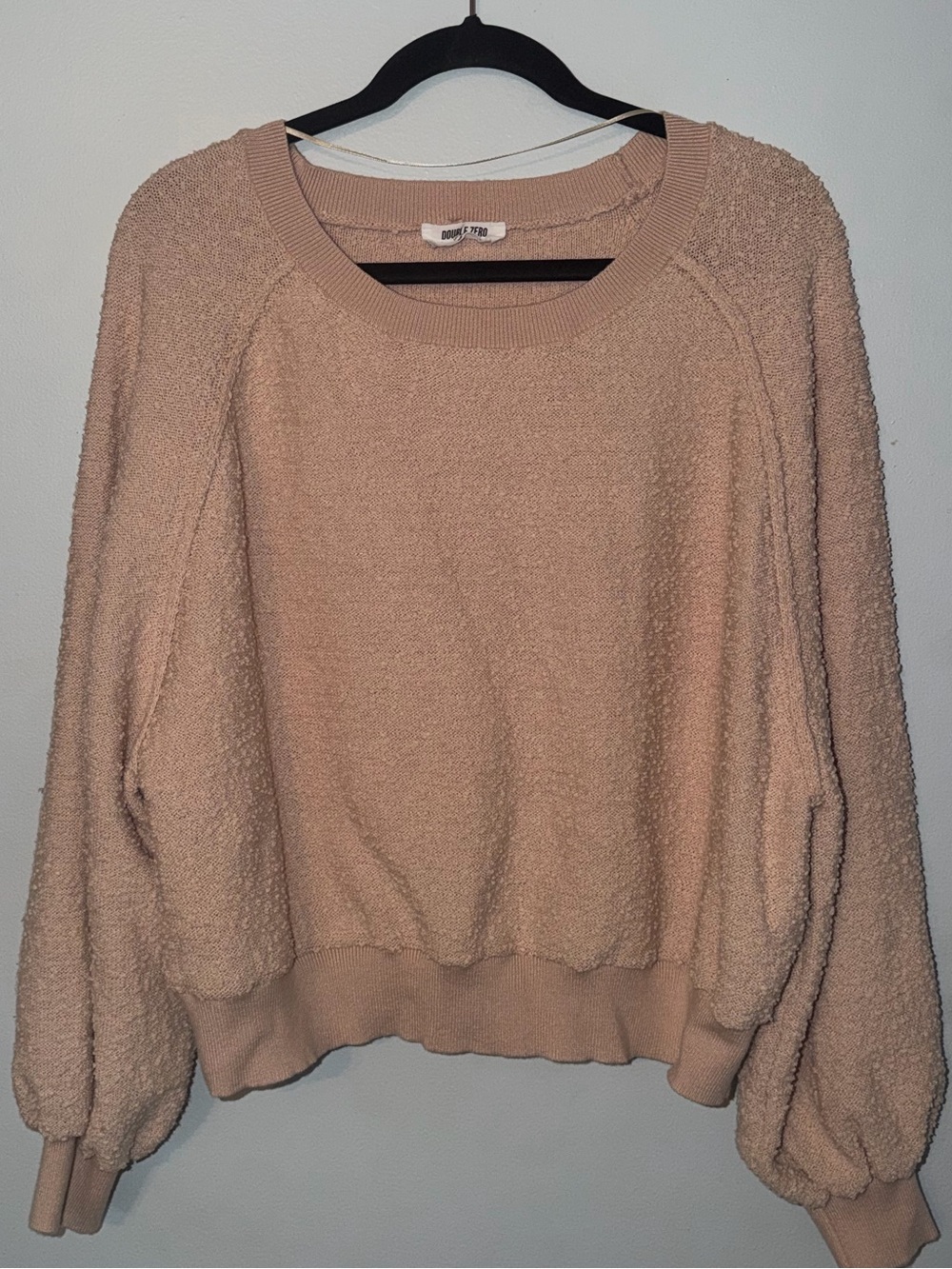 Double Zero Bouclé Crewneck Sweater - Light Beige